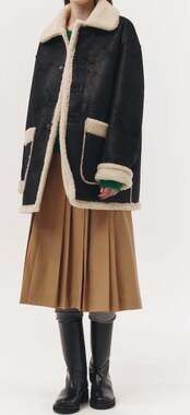 Dunst Unisex Small Reversible Black & Cream Shearling Jacket